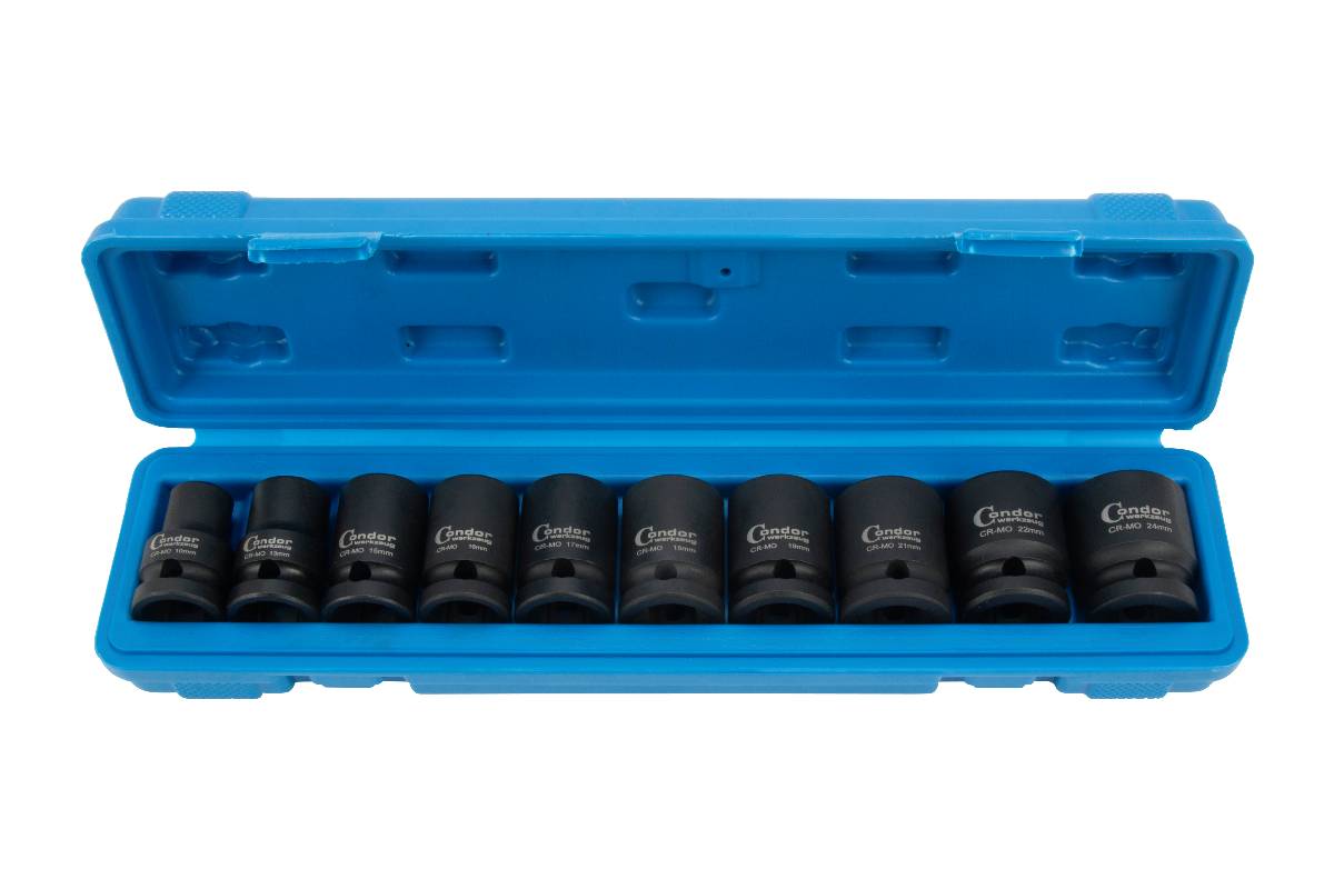 hlavice nástrčné 1/2", 6ti hran 10 - 24 mm, tvrzené, sada 10 dílů - Hlavní obrázek