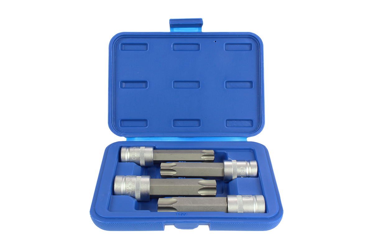 hlavice zástrčné 1/2", Torx T70 - T100, délka 110 mm, vrtané, sada 4 díly - Hlavní obrázek
