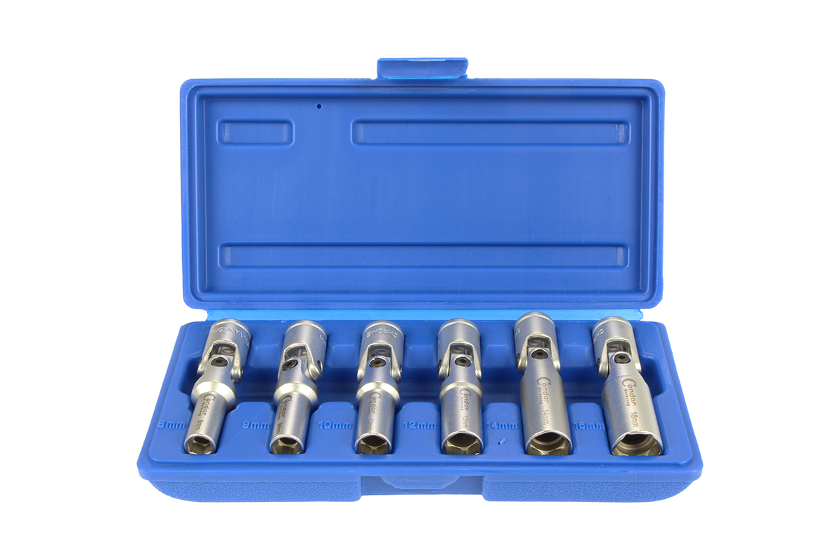 hlavice nástrčné 3/8", 6ti hran 8 - 16 mm, délka 150 mm, výkyvné, sada 6 dílů - Hlavní obrázek