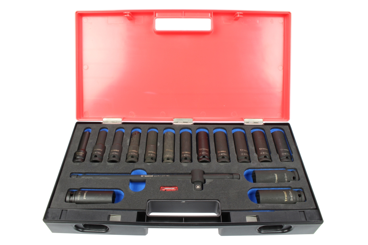 hlavice nástrčné 1/2", 12ti hran 10 - 24 mm, prodloužené, tvrzené, sada 17 dílů - Hlavní obrázek