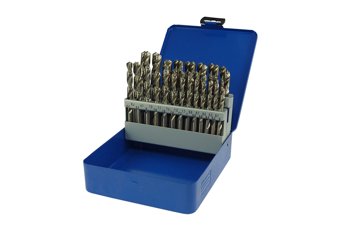 vrtáky spirálové broušené HSS, průměr 6,0 - 10,0 mm x 0,1 mm, sada 41 dílů - Hlavní obrázek