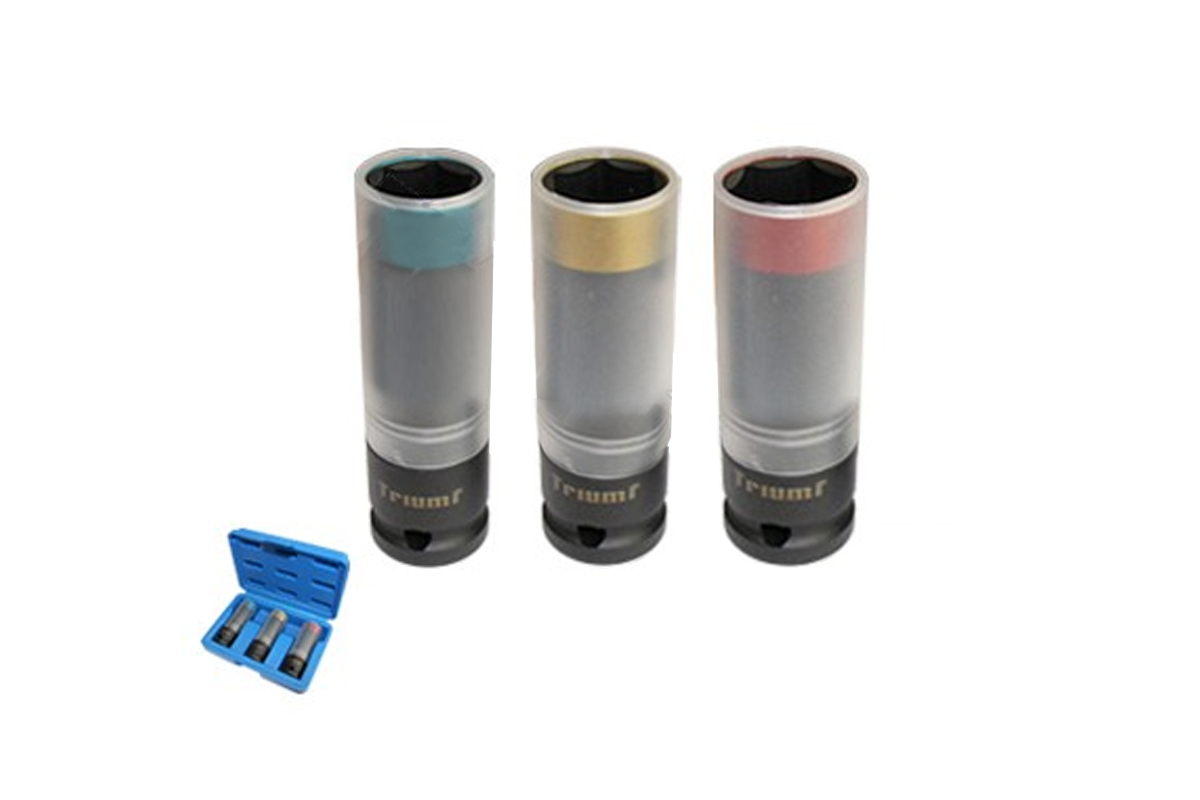 hlavice nástrčné 1/2", 6ti hran 17 - 19 - 21 mm, prodloužené, na Alu kola, sada 3 díly - Hlavní obrázek