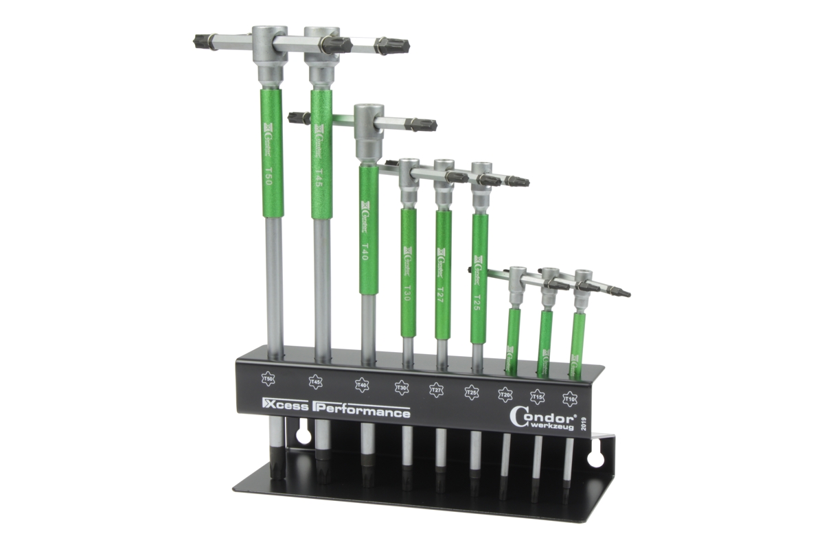 klíče zástrčné Torx T10 - T50 mm, přestavitelná T-rukojeť a kluzná rukojeť, sada 9 dílů - Hlavní obrázek