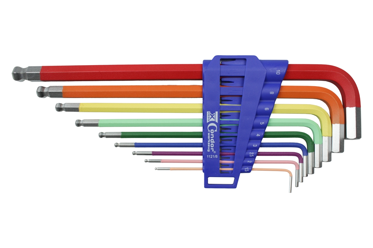 klíče zástrčné Inbus 1,5 - 10 mm, Multicolor, s koulí, sada 9 dílů - Hlavní obrázek