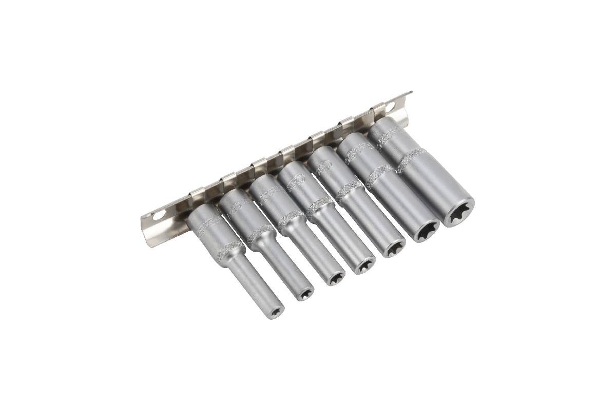 hlavice nástrčné 1/4", E-profil E4 - E11, prodloužené, sada 7 dílů - Hlavní obrázek