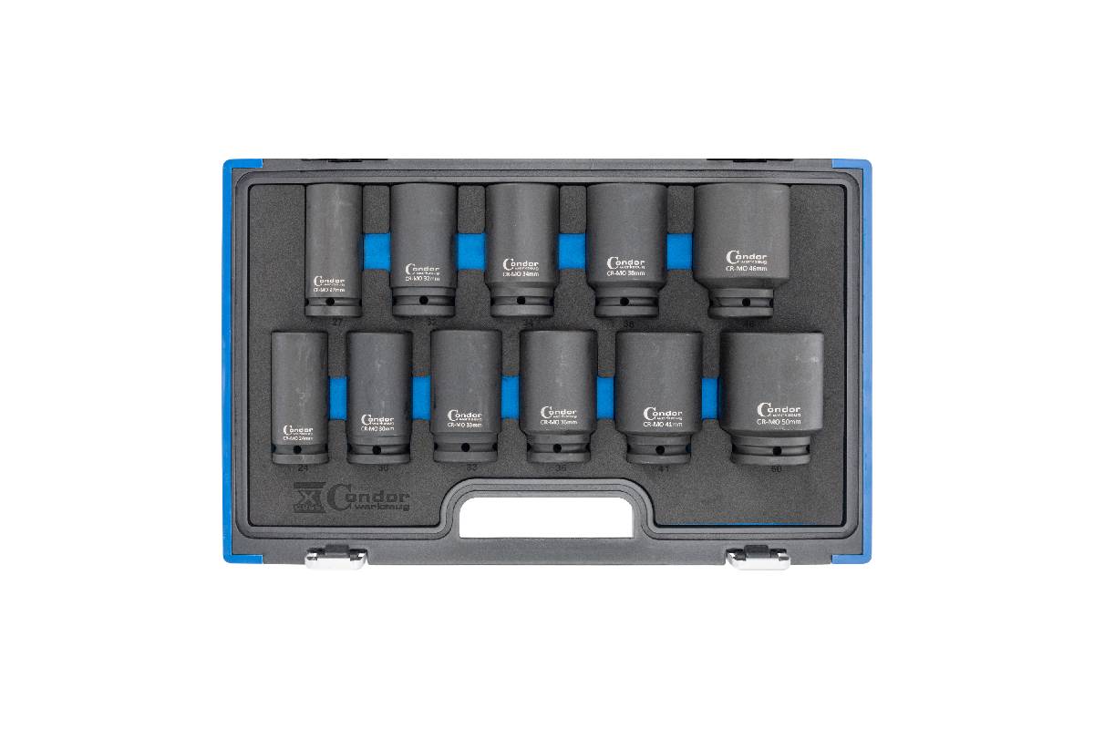 hlavice nástrčné 3/4", 6ti hran 24 - 50 mm, prodloužené, tvrzené, Xcess Performance, sada 11 dílů - doprovodný obrázek 1