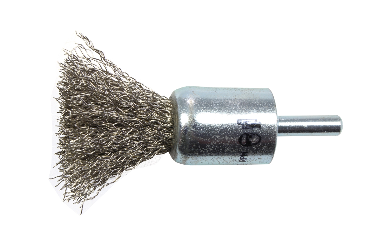 kartáč drátěný koncový, nerezový, vlnitý drát 0,3 mm, průměr 10 mm, dřík 6 mm - Hlavní obrázek