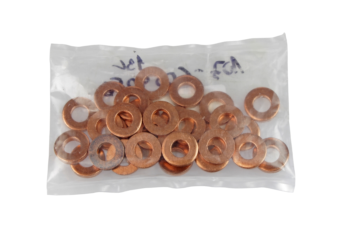 podložka měděná 15x7,5x3,0 mm, pod vstřikovač, 30 ks - Hlavní obrázek