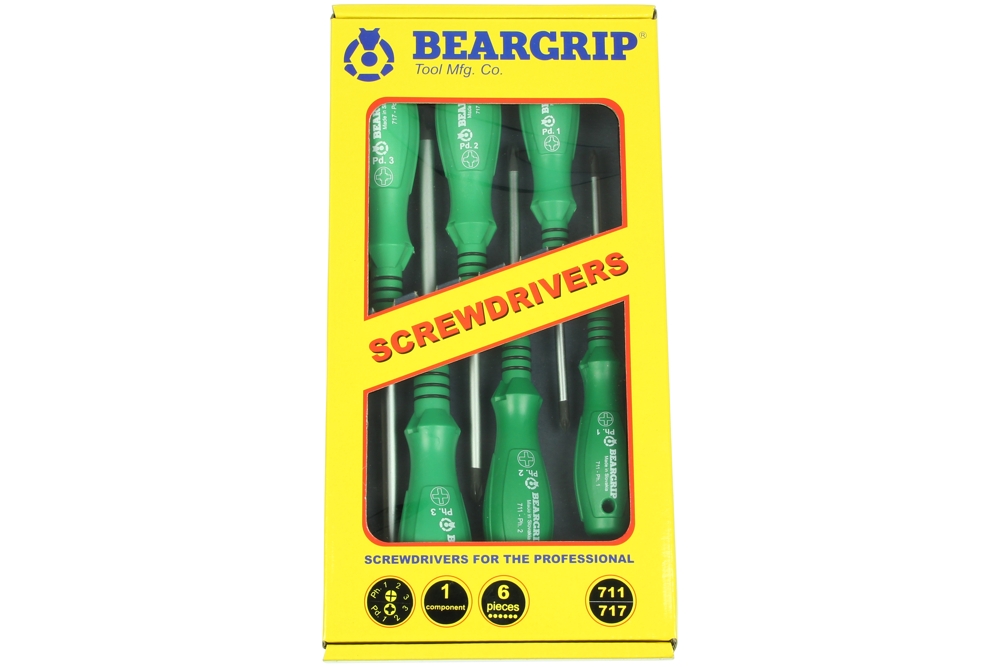 šroubováky křížové PH1 - PH3, PZ1 - PZ3, sada 6 dílů, 711 + 717 - PH + PZ - Hlavní obrázek