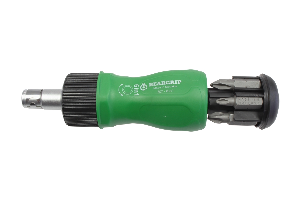 šroubovák pro 1/4" bity, délka 105 mm, ráčnový, s bity 1/4" PL - PH - PZ, sada 7 dílů, 707 - Hlavní obrázek