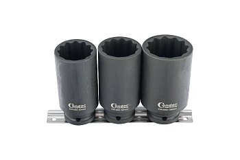 Hlavice nástrčné 1/2", 12ti hran 30 - 36 mm, prodloužené, na poloosy, sada 3 díly - produktové foto