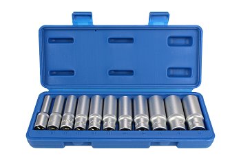 Hlavice nástrčné 3/8", 6ti hran 8 - 19 mm, prodloužené, sada 11 dílů - produktové foto