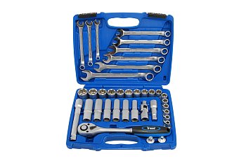 Gola sada 1/2", Super-Lock 8 - 24 mm, klíče očkoploché 8 - 19 mm, 37 dílů - produktové foto