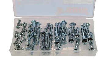 Hmoždinky kovové do dutin, rozměr 4 - 5 - 6 mm, krátké a dlouhé, sada 40 ks - produktové foto