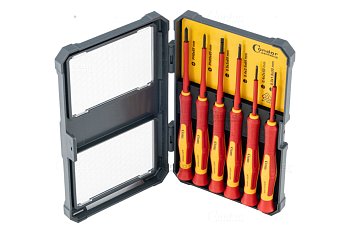 Šroubováky ploché PL1,8 - PL3 mm, křížové PH00 - PH0, pro jemnou mechaniku, VDE, sada 6 dílů - produktové foto
