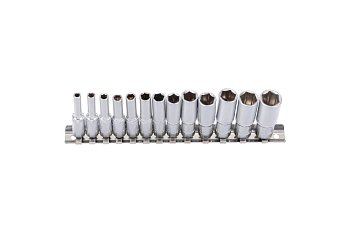 Hlavice nástrčné 1/4", 6 ti hran 4 - 14 mm, prodloužené, sada 13 dílů - produktové foto