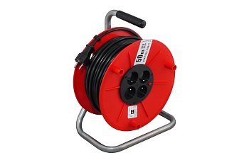 Kabel prodlužovací BASIC 25 m, 4 zásuvky, na bubnu, H05VV-F3G1,5, 230V - produktové foto